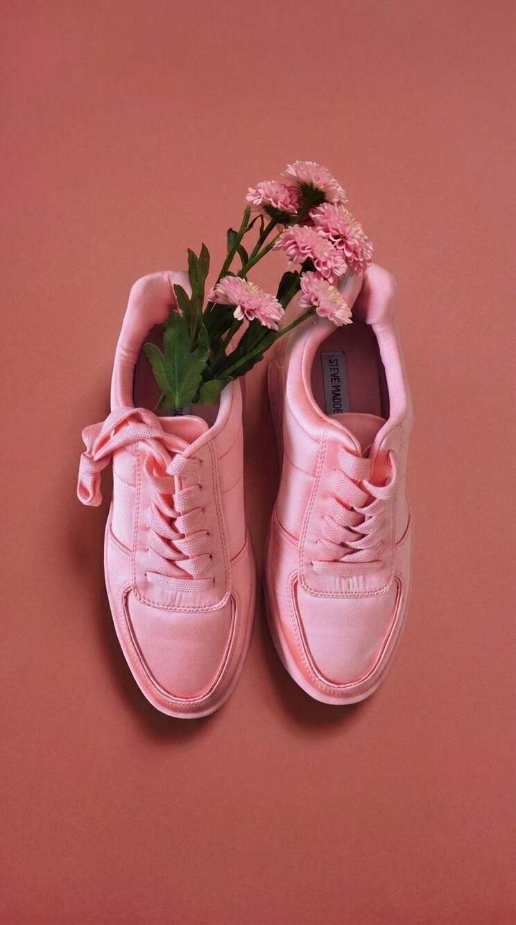 Steve Madden Sonic Satin Lace-Up Sneakers in Pink